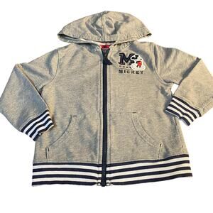 Disney Mickey Mouse‎ light gray large graphic full zip hooded sweatshirt SIZE 4